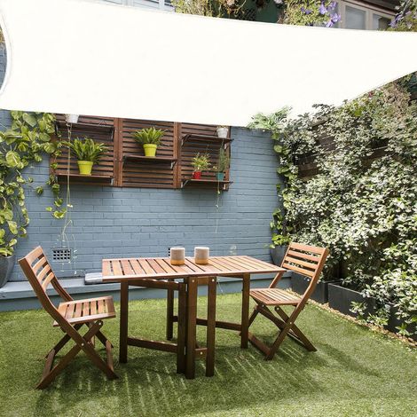 Voile d'ombrage Rectangulaire Carré Color CrèmeToile Imperméable Une Protection des Rayons UV à 95% pour en Plein air Jardin & terrasse 4x4m (1/3)