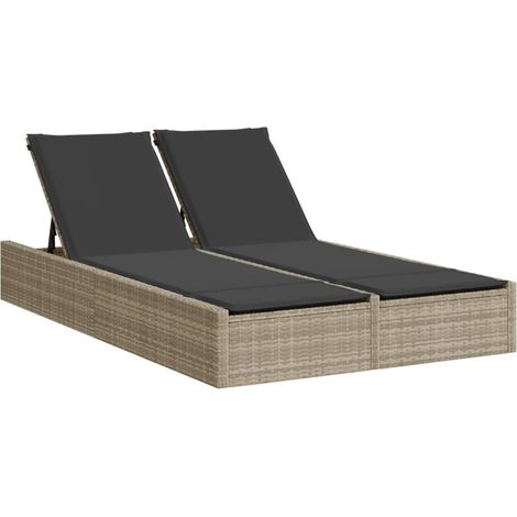 Maison Exclusive - Lettino Prendisole Doppio con Cuscini Grigio Chiaro Polyrattan