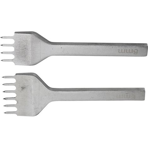 Poinçon diamanté combiné en acier inoxydable 6 mm à 4 et 6 dents pour outils de perforation du cuir faits main, articles en cuir DIY, artisanat du cuir cousu à la main. (1/5)