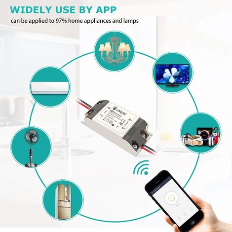 eMylo Commutateur WiFi Intelligent Universel, Module Relais Sans Fil 10A AC90-250V, Interrupteur Connecté avec Commande Vocale Alexa Google Home, Minuterie Télécommande APP Tuya (1/4)