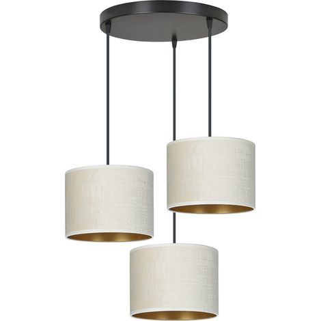 Suspension Emibig Hilde 3 3xE27 beige/noir doré IP20 (1/5)