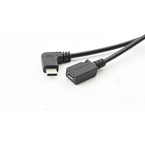 1,5 Meter langes abgewinkeltes Adapterkabel, Typ-C-Stecker auf Micro5P-Buchse, zum Laden und zur Datenübertragung von Android-Telefonen. (1/5)