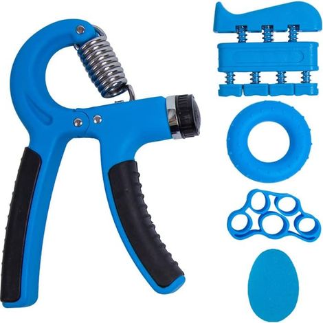 Kit de renforcement des mains et des avant-bras (lot de 5) : appareil de musculation des doigts avec bande de résistance ajustable et outils de thérapie. (1/5)