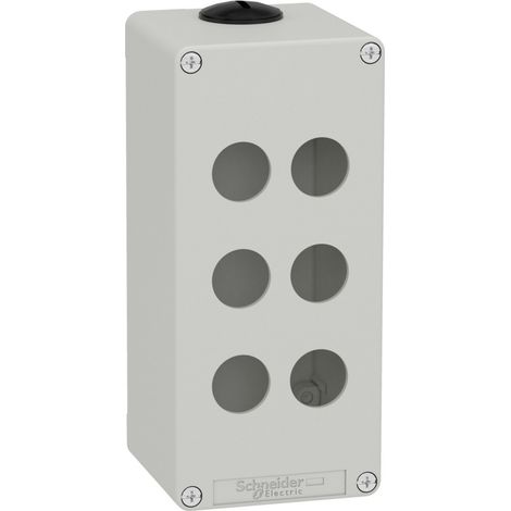 Boîte vide grise SCHNEIDER à 6 compartiments, fabriquée dans un matériau durable et de conception compacte.