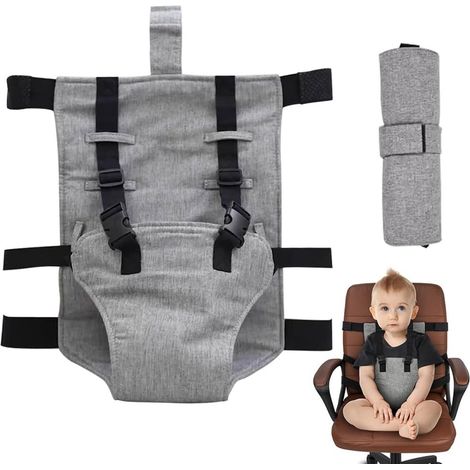 Cintura di sicurezza portatile per seggiolone - Cintura di sicurezza per bambini - Spallacci regolabili per neonati da 6 a 36 mesi - Adatta per ristoranti e case - Grigio