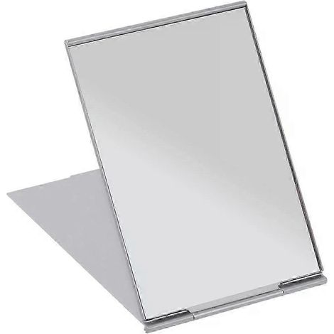 Miroir de maquillage pliable et portable, simple face, 11,5 x 8 cm, idéal pour les voyages et le rasage. (1/5)