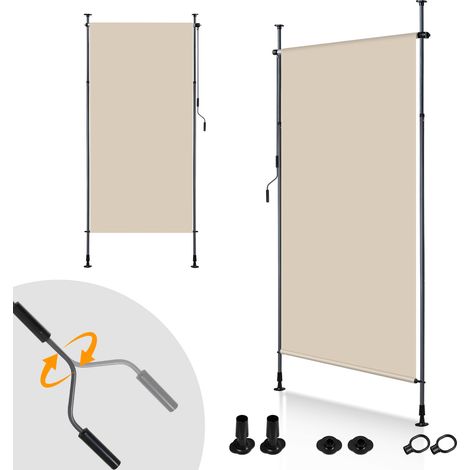 TolleTour Tenda verticale avvolgibile da esterno Protezione 120 x 270 cm anti-UV Tenda da esterno con barre telescopiche senza forature Beige