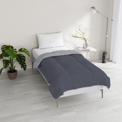 Italian Bed Linen Piumino invernale imbottito bicolore Sogni e Capricci, Grigio/Fumo, Singolo 150x200cm (1/5)