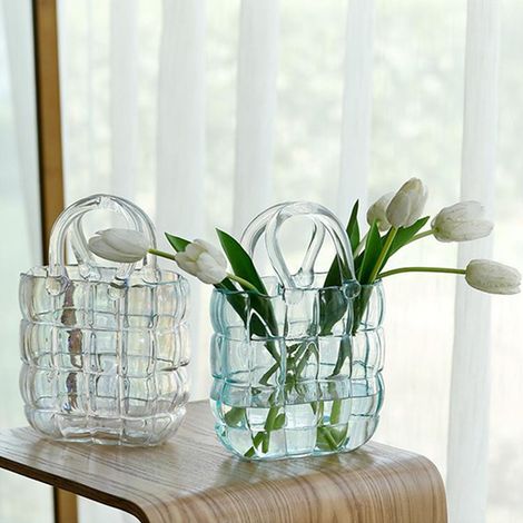 Vase en verre, panier transparent, composition florale pour le salon, sac original, aquarium (1/5)