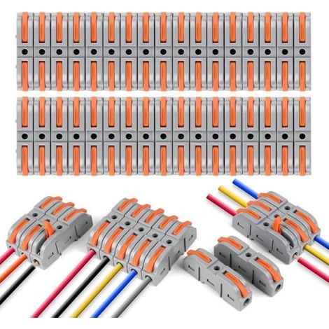 34 Connecteurs Électriques,Levier,Bornes de Connexion,Cuivre,2 Entrées,Fils 0.08-4mm²,Câblage Domestique (1/5)