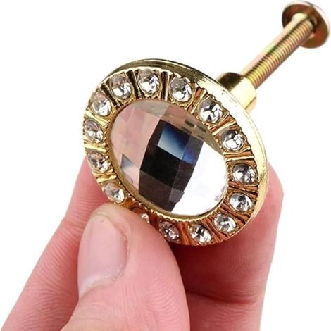 Poignées en cristal à motif diamant, boutons PC forme de diamant (1/5)