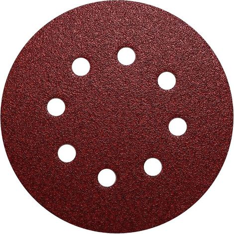 Carta vetrata con supporto in velluto rosso da 5 pollici e 8 fori, 80 mesh, 50 pezzi (1/5)