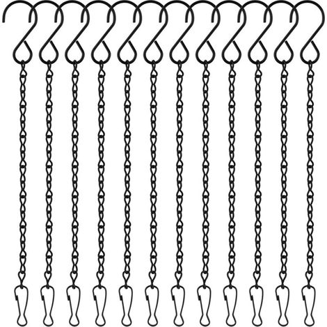 Lot de 12 chaînes de suspension noires, 50 cm (19,7 pouces), pour paniers suspendus, Géorgie