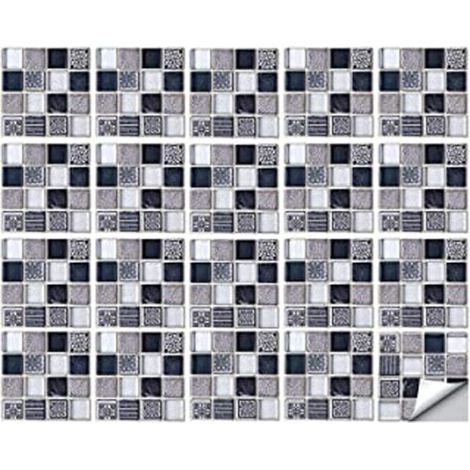 20 pièces stickers carrelage mural PVC, motifs 3D imperméables, carreaux mosaïque adhésifs pour salle de bain et cuisine