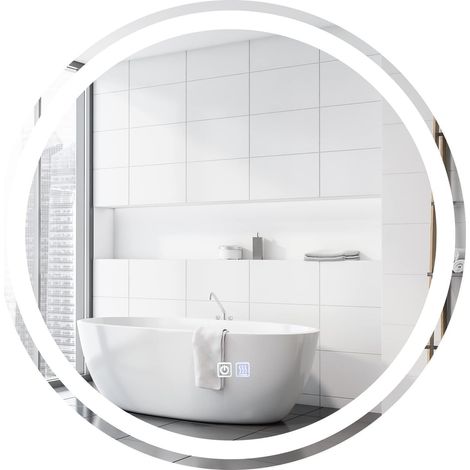 Costway – Miroir lumineux de salle de bain rond LED 60 cm – Luminosité réglable 20-100% – Température de couleur 3000K-6000K – Anti-buée IP44 (1/5)