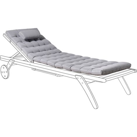 Cojín para tumbona con reposacabezas resistente a los rayos UV gris claro Cesana