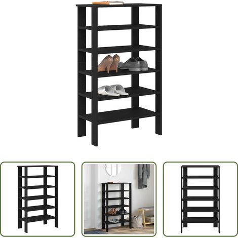 vidaXL Étagère bois - Étagère à chaussures noir 61x32x105 cm bois d'ingénierie (1/5)