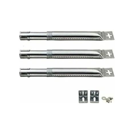 Set mit 3 Ersatzbrennern aus Edelstahl, verstellbar von 30 bis 43 cm. Kompatibel mit den meisten Gasgrills, silberfarben.