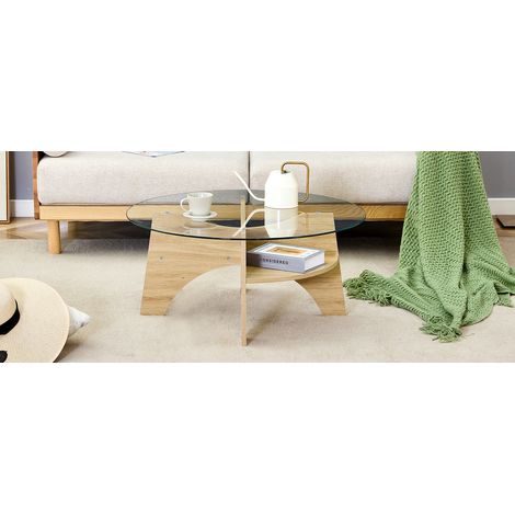 Sofa, rund, 80 x 80 x 36 cm, transparent und Holz (1/5)