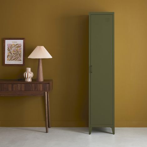 Armoire chambre en acier kaki 4 espaces de rangement. casier (1/5)