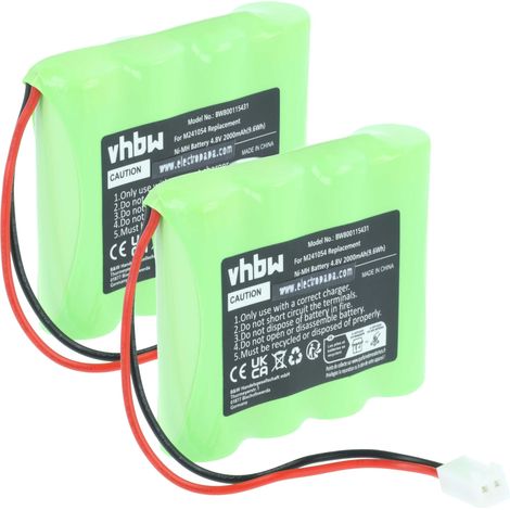vhbw 2x Batterie remplacement pour Teleradio M241054 pour opérateur télécommande industrielle (2000mAh, 4,8V, NiMH)