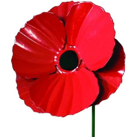 Stake 45 cm Poppy Red Flower Steel Pack Of Three Garden Pride