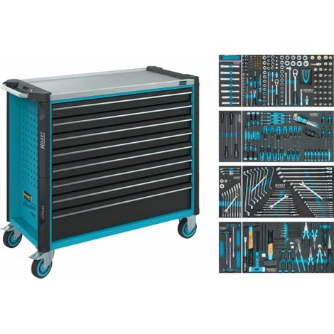 Servante d’atelier Assistent Hazet 179NXXL-8/378, tiroir plat: 7 x 81 x 870 x 398 mm, tiroir haut: 1 x 166 x 870 x 398 mm, nombre d'outils : 378 (1/5)