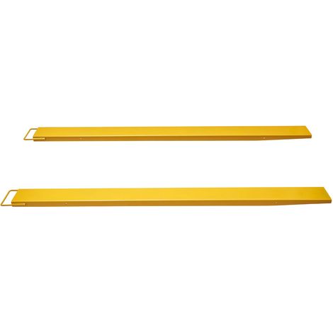 Rallonges de fourches pour palettes, longueur 244 cm, largeur 14 cm, en acier au carbone robuste, pour chariots élévateurs, 1 paire, accessoires de fourches industriels pour chariots élévateurs, jaune (1/5)