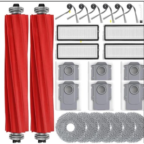 26 Ersatzteile für den Roborock QV 35A / QV 35S / QR 798 / QR 598 Saugroboter: 6 Staubbeutel, 6 Wischmopps, 6 Seitenbürsten, 4 HEPA-Filter und 2 Hauptbürsten. (1/5)