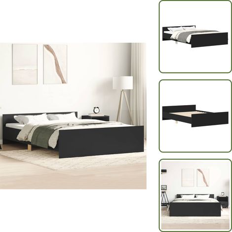 Letto con pediera - vidaXL Giroletto con Testiera e Pediera Nero 120x200 cm - Letto con doghe