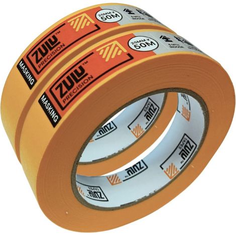 Zulu Precision Outdoor/Indoor Yellow Painters Masking Tape - 25mm x 50m (2-6 months), 2 Pack