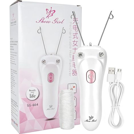 Épilateur Threader, épilateur Physique sans Fil pour Le Visage, épilation des Lèvres du Menton et de la Peau Lisse en Soie avec Chargement USB, Batterie 500 MAh, Machine à (Rose) (1/5)