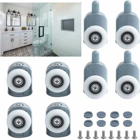 Tigrezy Porte de Douche Porte a Roulette Galets, 8 pieces Poulie de Porte de Douche, Douche Roulettes Simples de Porte, 23mm Wheel Diameter Home Bathroom Replacement Parts (1/5)