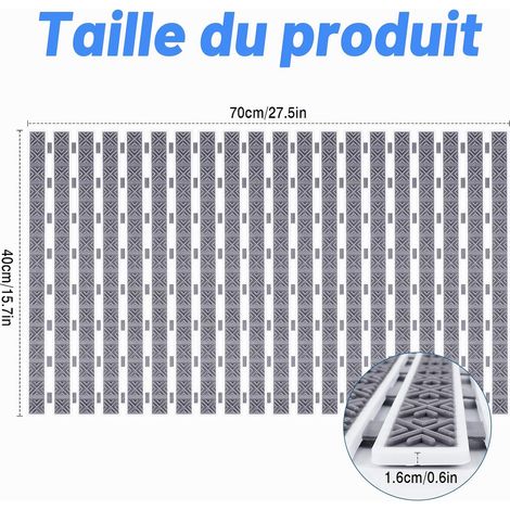 Caillebotis Douche 70 x 40cm, Tapis Baignoire Antidérapant Tapis de Bain avec Ventouse Tapis Douche sans BPA et Résistant aux Moisissures pour Les Seniors, Les Adultes (1/4)