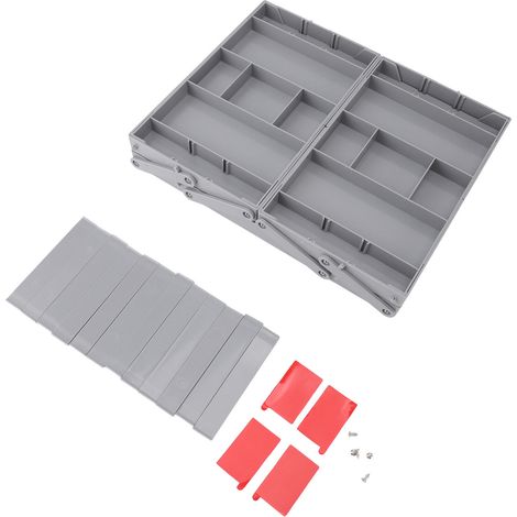 boîte de rangement-Organisateur de bureau extensible avec rangements à 2 niveaux et compartiments doubles pour bijoux, cosmétiques et ustensiles (1/5)