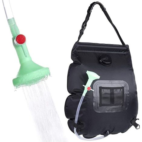 Solar Powered Shower Bag - Solar Heated - Ideal for Travel and Hiking (with On/Off Nozzle) - 20L