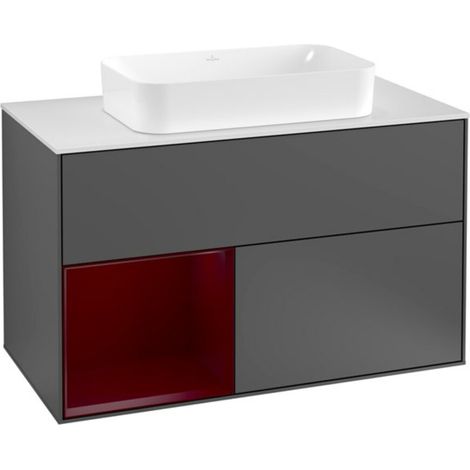 V&B Waschtischunterschrank Wandbeleuchtung Finion 100, Pl wh. m, Reg li Peo, Anthrac. m (1/2)