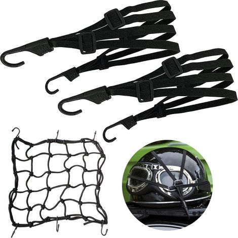 3er Set Gepäckspanngurte mit Haken für Motorrad & Fahrrad, 60-110cm, verstellbar