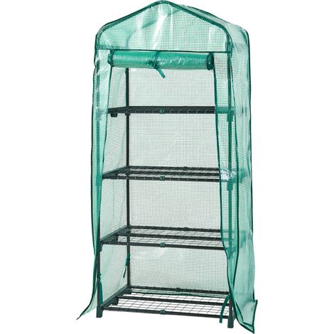 Gewächshaus Chaam mit 4 Ablagen 158x69x49cm Grün [en.casa]