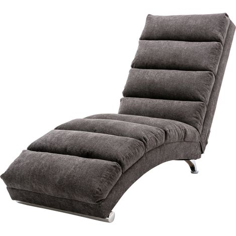 Chaise longue fissa in lino grigio scuro con vibrazione delicata e tasca laterale (1/5)