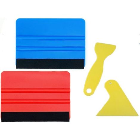 Kit de Raclettes - pour Application Film thermoformable - avec Cutter et 4 Lames - Film Vinyle Voiture - adhesif Moto
