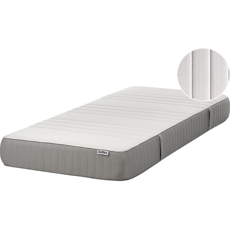 Beliani Latex Foam Mattress White PU H2/3 Medium Firmness EU Single Fabric, Filling PU Foam, Does Not Require Assembly, Holds up to 130 kg, For Back Pain Sufferers, 90 x 200 x 20 cm LATEX AIR 7 PLUS