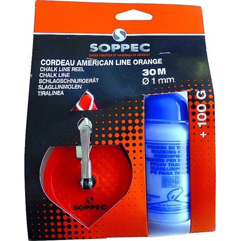Cordeau American Line orange 30M + Poudre bleue 100g - Soppec - 421502 (1/3)
