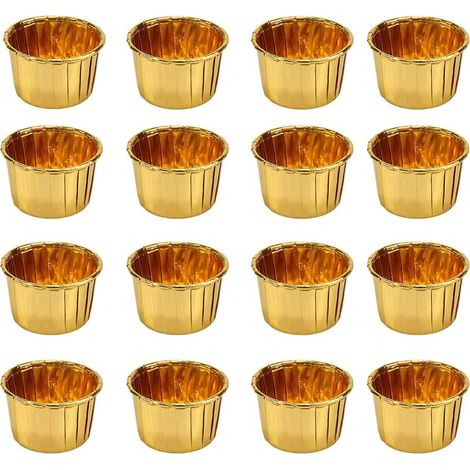 50 Pièces Moules de Cuisson en Papier d'aluminium, Caissettes Cupcakes, Moulle Mini Cupcakes, caissettes pour Cupcakes et Muffins pour Les Mariages, fêtes et Célébrations à thème (Or)-Fei Yu (1/5)