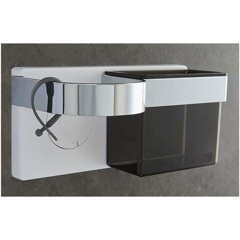 Support Sèche Cheveux Auto-Adhésif Mural Porte Lisseur avec Rangement ABS Tenue Brosses à Cheveux et Accessoires de Coiffure Adhésif Fort avec Attache de Câble Siliconedengyank (1/5)
