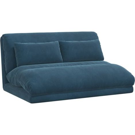 Fauteuil de sol en velours bleu, chaise d'appoint réglable avec dossier inclinable, siège confortable pour salon ou chambre (1/5)