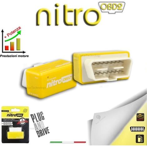 Module de performance - NITRO - OBD2 - Jaune - Compatible avec voitures à essence - Réf AE-86AG-HZMP