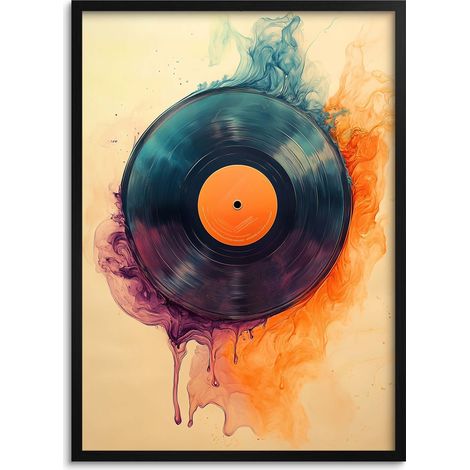 Póster de pared con marco, cuadro de pared retro para salón, oficina, Música, 50x70 (1/5)
