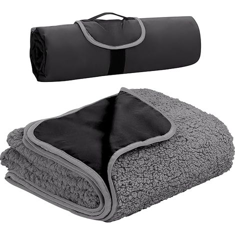 Couverture Extérieure Étanche - Polyester Imperméable + Doublure Sherpa - Pour Stade Plage Concert Camping Voiture - 150 x 200 cm - 1 Pièce (1/3)