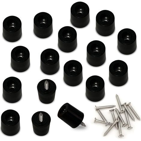 Kleines rundes schwarzes Gummikissen – Möbelprotektor mit Schraubenbefestigung zur Erhöhung der Höhe aller Arten von kleinen Möbeln (16 cm). (1/5)